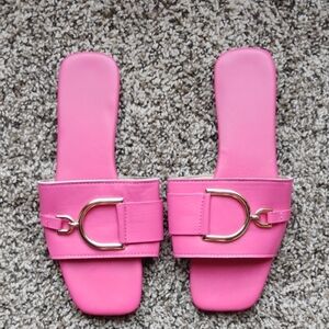 NEW Pink Gold‑Hardware Slide Sandal Size 7.5